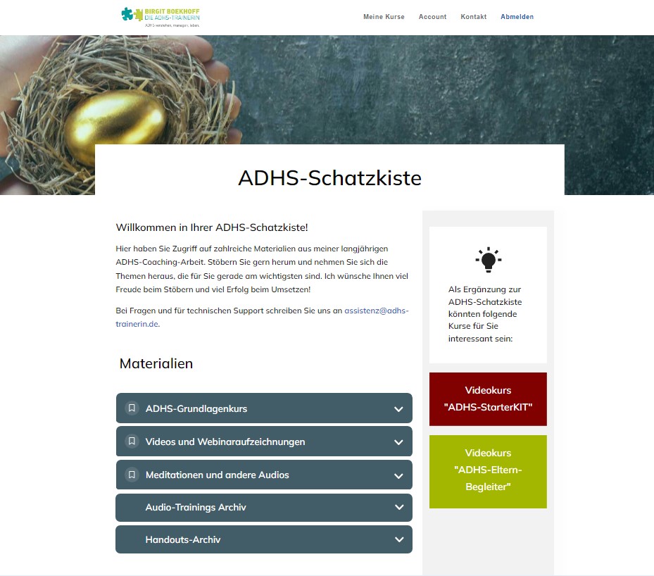 Einblick ADHS-Schatzkiste 1