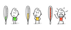 Strichfiguren / Strichmnnchen: Temperament, Smiley, Thermometer. (Nr. 164)